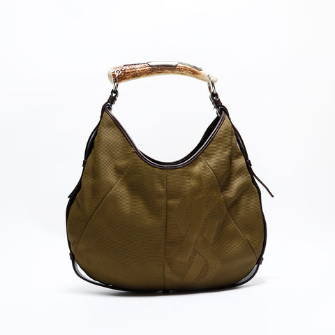 YVES SAINT LAURENT YSL Canvas Hobo Mombasa Shoulder Bag khaki WS22560