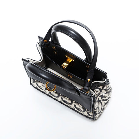 Salvatore Ferragamo Canvas Leather Micro 2way Mini Shoulder Bag black WS22562