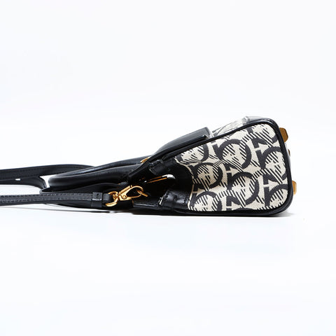 Salvatore Ferragamo Canvas Leather Micro 2way Mini Shoulder Bag black WS22562