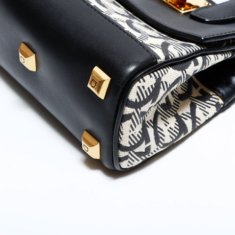 Salvatore Ferragamo Canvas Leather Micro 2way Mini Shoulder Bag black WS22562