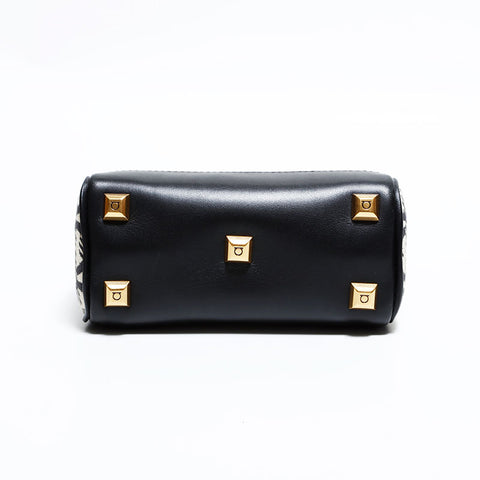 Salvatore Ferragamo Canvas Leather Micro 2way Mini Shoulder Bag black WS22562