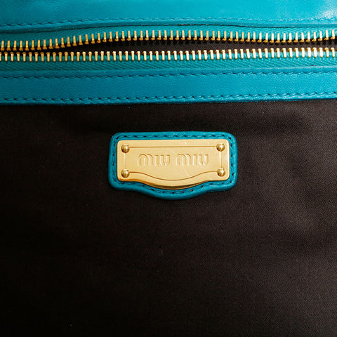Miu Miu Nappa Leather Padlock Shoulder Bag blue WS22563