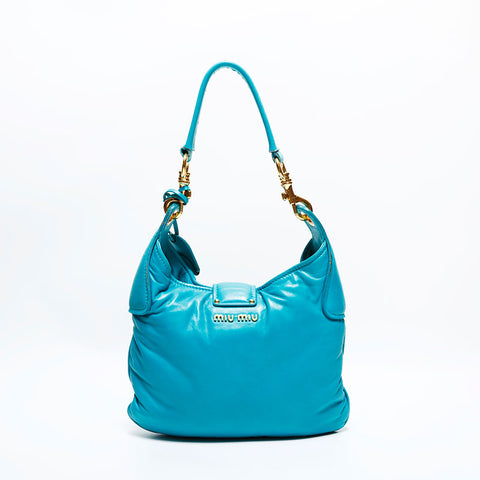 Miu Miu Nappa Leather Padlock Shoulder Bag blue WS22563