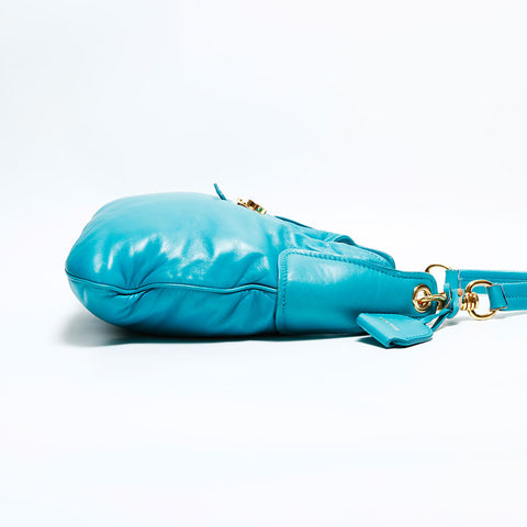 Miu Miu Nappa Leather Padlock Shoulder Bag blue WS22563