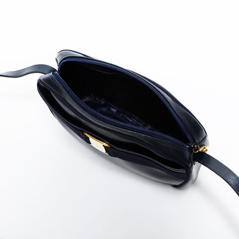 Salvatore Ferragamo Vara Leather Shoulder Bag Navy WS22564