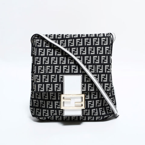 FENDI Zucchino Mamma Canvas Shoulder Bag gray WS22566