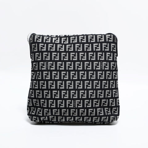 FENDI Zucchino Mamma Canvas Shoulder Bag gray WS22566