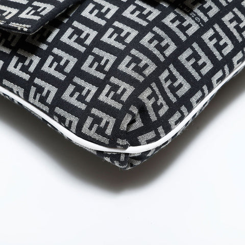 FENDI Zucchino Mamma Canvas Shoulder Bag gray WS22566