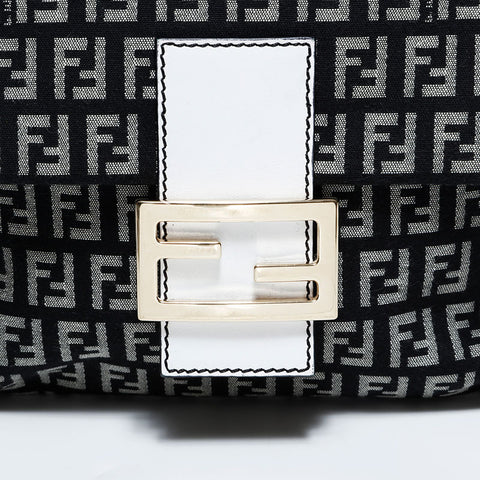FENDI Zucchino Mamma Canvas Shoulder Bag gray WS22566