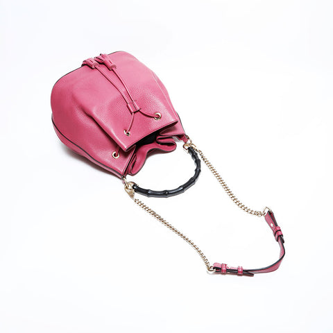 GUCCI Bamboo leather 2way Shoulder Bag pink WS22569