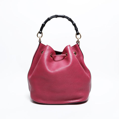 GUCCI Bamboo leather 2way Shoulder Bag pink WS22569