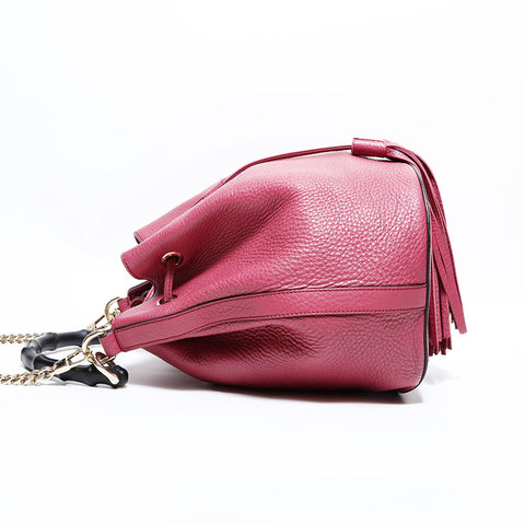 GUCCI Bamboo leather 2way Shoulder Bag pink WS22569