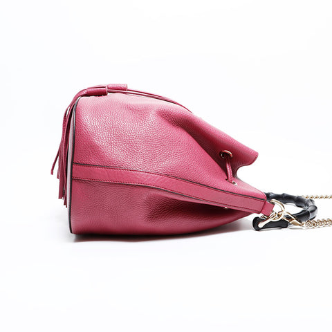GUCCI Bamboo leather 2way Shoulder Bag pink WS22569