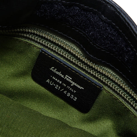 Salvatore Ferragamo Gancini embossed leather Shoulder Bag black WS22570