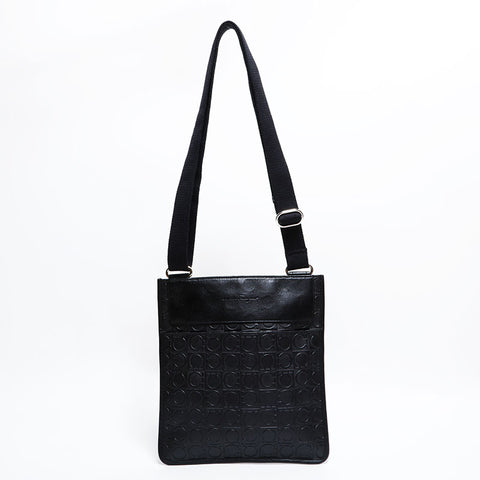 Salvatore Ferragamo Gancini embossed leather Shoulder Bag black WS22570