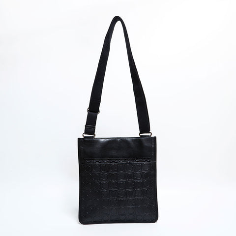 Salvatore Ferragamo Gancini embossed leather Shoulder Bag black WS22570