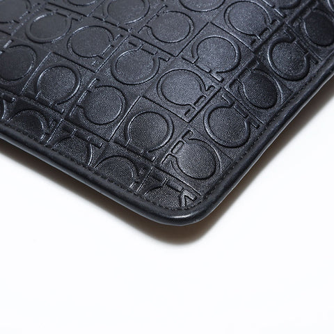 Salvatore Ferragamo Gancini embossed leather Shoulder Bag black WS22570