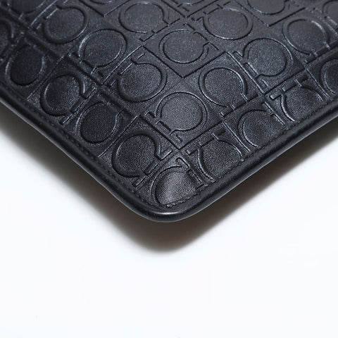 Salvatore Ferragamo Gancini embossed leather Shoulder Bag black WS22570