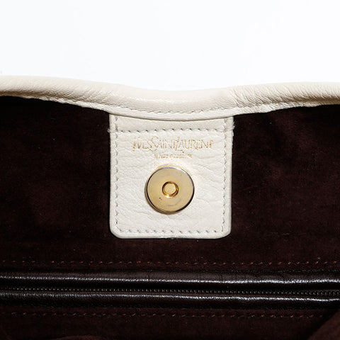 YVES SAINT LAURENT Leather frill Shoulder Bag white WS22571