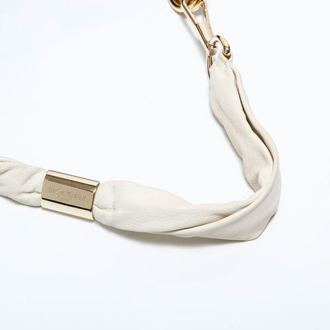 YVES SAINT LAURENT Leather frill Shoulder Bag white WS22571