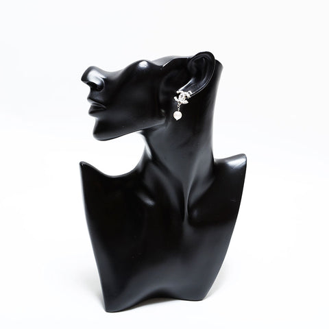 CHANEL 2005 COCO Mark Pearl Drop Pierce Silver WS22573