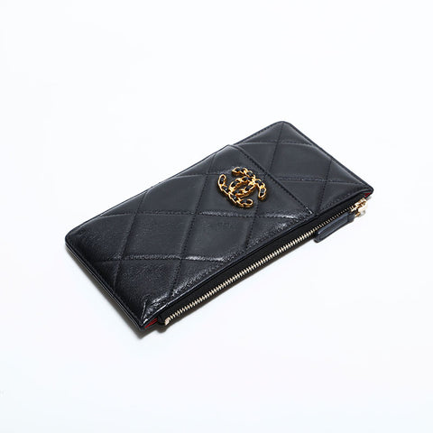 CHANEL CHANEL 19 Lambskin Fragment Case, 29th Series, 2019 Purse black WS22574