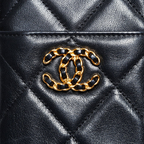 CHANEL CHANEL 19 Lambskin Fragment Case, 29th Series, 2019 Purse black WS22574