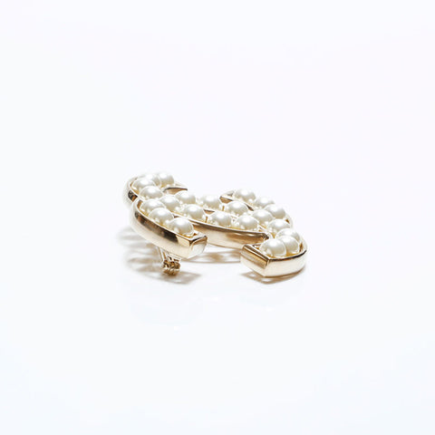 CHANEL B19V COCO Mark Pearl 2019 Brooch gold WS22577