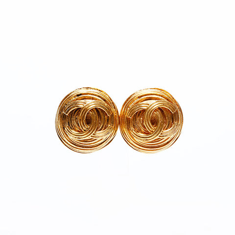 CHANEL 94A 1994 COCO Mark Round Earring gold WS22578