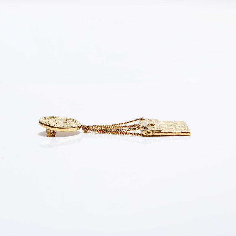 CHANEL シャネル マトラッセ　ココマーク ブローチ ゴールド メタル CHANEL（シャネル） ブローチ ココマーク マトラッセ 1152 ゴールド