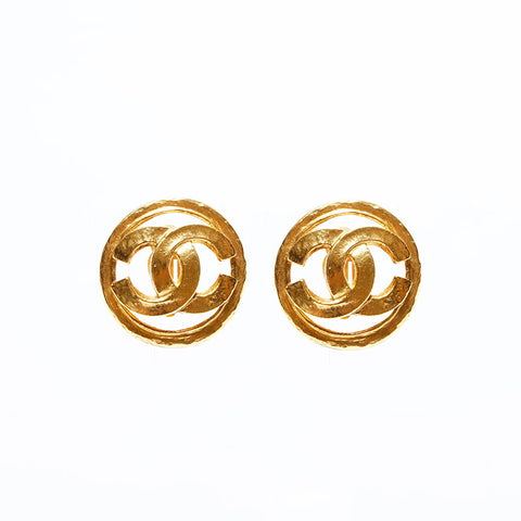 CHANEL 94P 1994 COCO Mark Large Round Earring gold WS22582