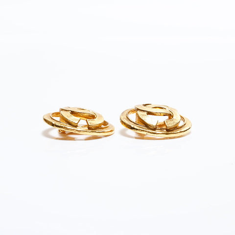 CHANEL 94P 1994 COCO Mark Large Round Earring gold WS22582