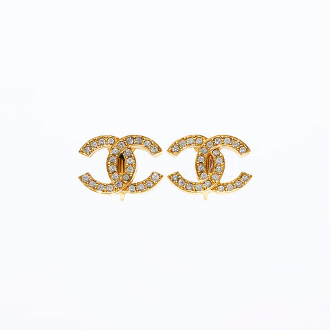 CHANEL COCO Mark rhinestone Earring gold WS22584