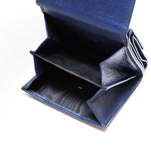 CHANEL Leather Mini COCO Mark Compact Wallet No. 6, 2000-2002 Tri-fold wallet Navy WS22586
