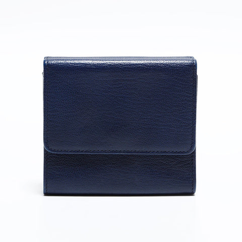 CHANEL Leather Mini COCO Mark Compact Wallet No. 6, 2000-2002 Tri-fold wallet Navy WS22586