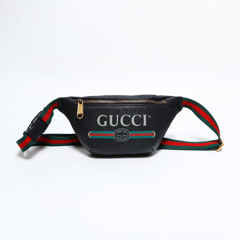 グッチ GUCCI プリント レザー ロゴ ショルダーバッグ ブラック WS22590