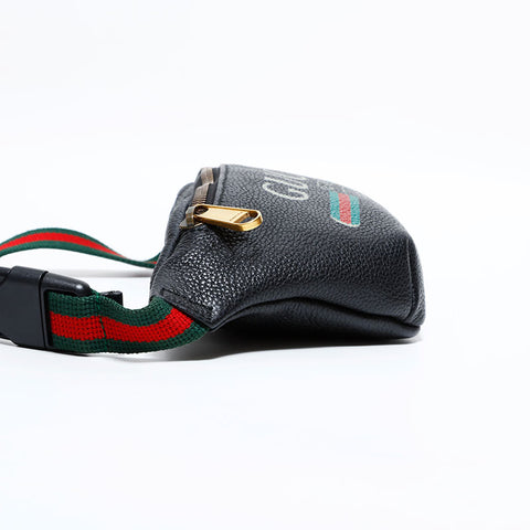 GUCCI Printed Leather Logo Shoulder Bag black WS22590
