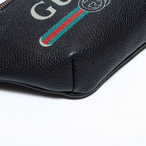 GUCCI Printed Leather Logo Shoulder Bag black WS22590