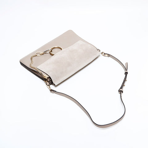 Chloe Faye Suede Leather Shoulder Bag beige WS22595