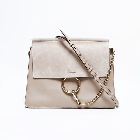 Chloe Faye Suede Leather Shoulder Bag beige WS22595