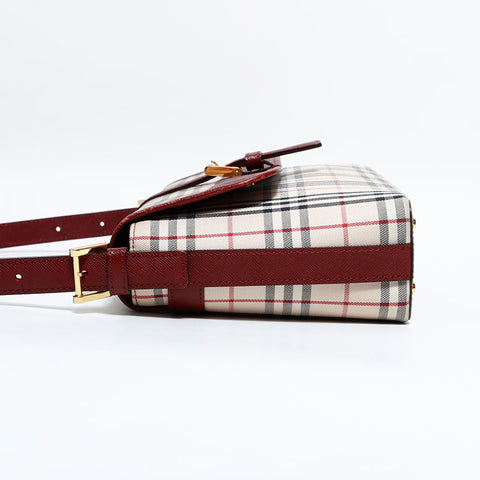BURBERRY Nova check canvas Shoulder Bag beige WS22596