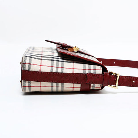 BURBERRY Nova check canvas Shoulder Bag beige WS22596