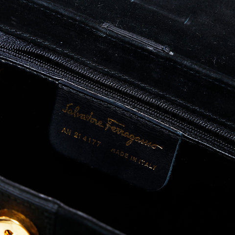 Salvatore Ferragamo Vara Suede Shoulder Bag black WS22598