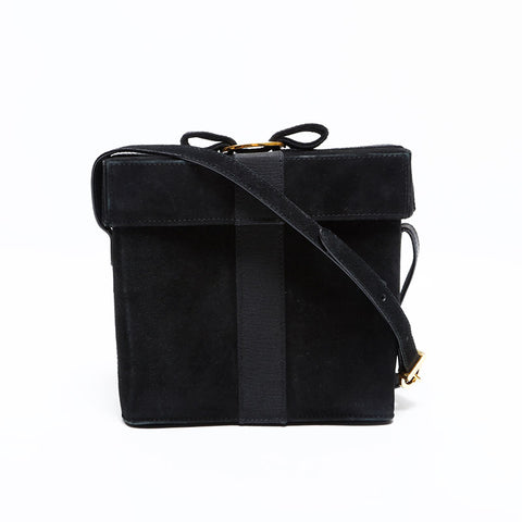 Salvatore Ferragamo Vara Suede Shoulder Bag black WS22598