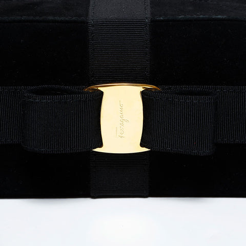 Salvatore Ferragamo Vara Suede Shoulder Bag black WS22598