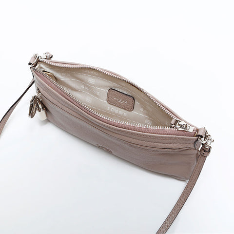 ロエベ LOEWE アナグラム レザー ミニ ショルダーバッグ グレー WS22600