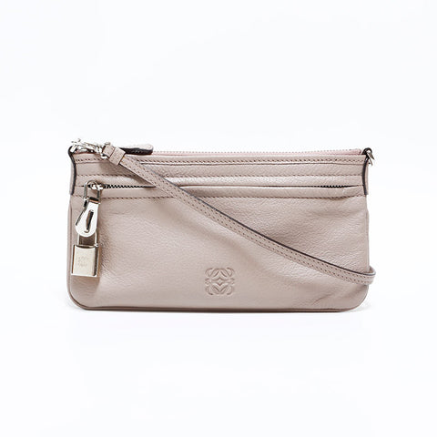 ロエベ LOEWE アナグラム レザー ミニ ショルダーバッグ グレー WS22600