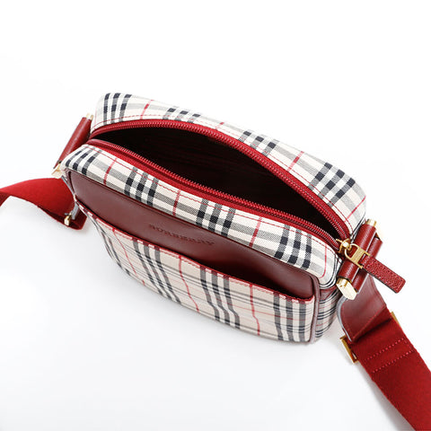 バーバリー BURBERRY キャンバス ノバチェック ショルダーバッグ ベージュ WS22603