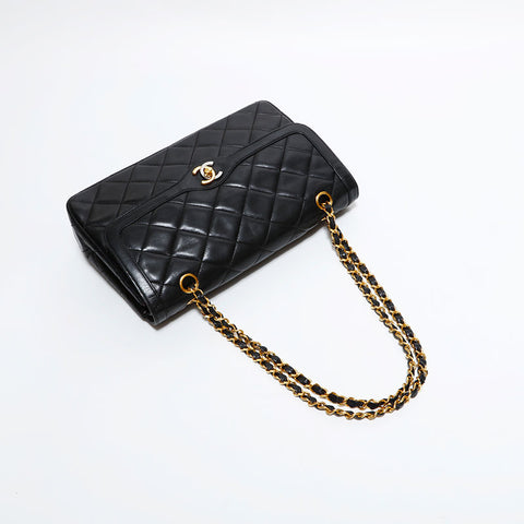 シャネル CHANEL ラムスキン パリ限定 マトラッセ チェーン ショルダーバッグ ブラック WS22604