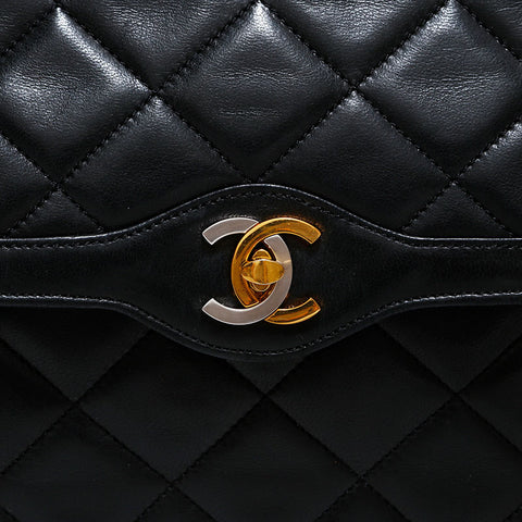 シャネル CHANEL ラムスキン パリ限定 マトラッセ チェーン ショルダーバッグ ブラック WS22604